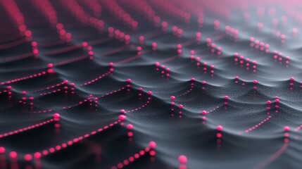 Abstract Pink Dots On Dark Wavy Surface