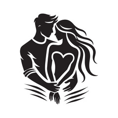 Silhouette of a  Couple  Icon Logo Vector on White Background