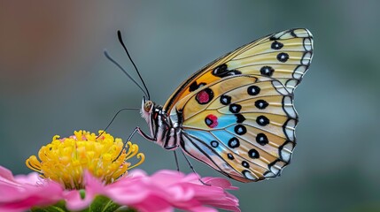 Fototapeta premium Vibrant Wings, Delicate Petals.