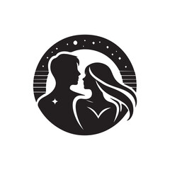 Silhouette of a  Couple  Icon Logo Vector on White Background