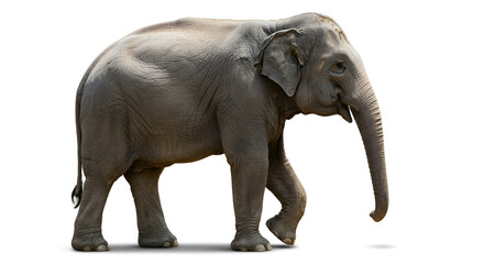 Fototapeta premium Side view of walking Asian Elephant isolated on white background.