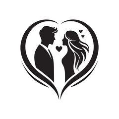 Silhouette of a  Couple  Icon Logo Vector on White Background