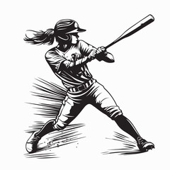 Female Softball Player Vector and Illustrations Image isolated on white background. © Istianah