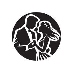 Silhouette of a  Couple  Icon Logo Vector on White Background