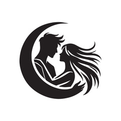 Silhouette of a  Couple  Icon Logo Vector on White Background