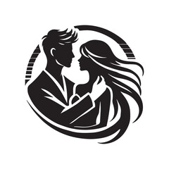 Silhouette of a  Couple  Icon Logo Vector on White Background