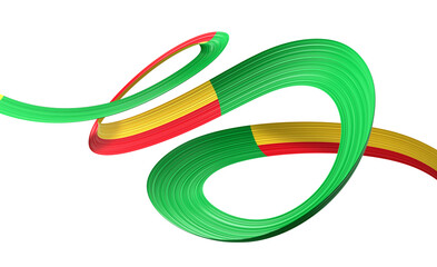 3d Flag Of Benin 3d Shiny Waving Benin Ribbon Flag On White Background 3d Illustration