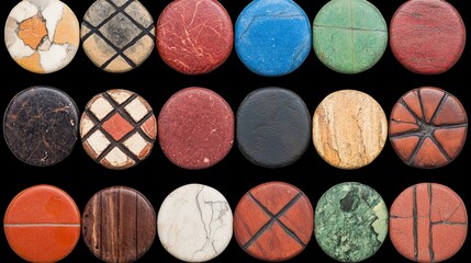 Circular Stone Designs Artistic Colorful Patterned Discs