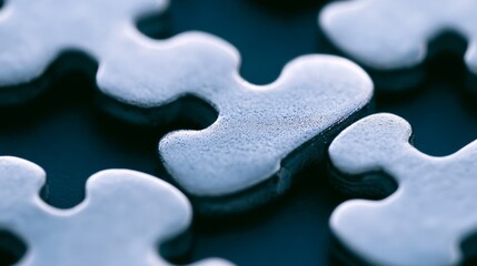 Closeup of Interlocking Metal Puzzle Pieces