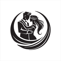 Silhouette of a  Couple  Icon Logo Vector on White Background
