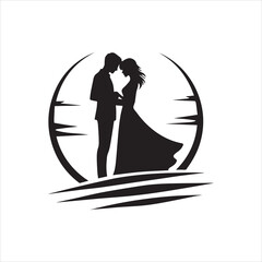 Fototapeta premium Silhouette of a Couple Icon Logo Vector on White Background