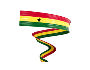 3d Flag Of Ghana 3d Shiny Waving Twisted Ribbon Flag Isolated On White Background 3d Illustration