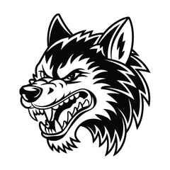Wolf angry head Vector illustration. Wolf Vintage Logo Stock Vector with white background.