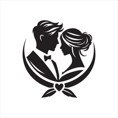 Silhouette of a  Couple  Icon Logo Vector on White Background
