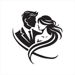 Silhouette of a  Couple  Icon Logo Vector on White Background