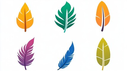 Fototapeta premium Colorful Feather Icons A Vibrant Design Collection