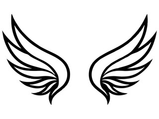angel wings Line art vector, Simple Outline Design vector icon with white background	