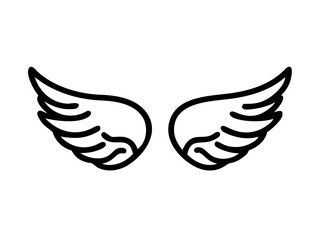 angel wings Line art vector, Simple Outline Design vector icon with white background	