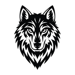Obraz premium Wolf angry head Vector illustration. Wolf Vintage Logo Stock Vector with white background.