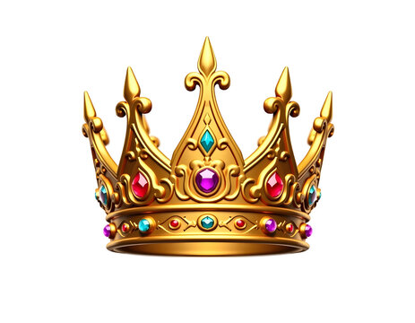 recommend clip art: Golden 3D king crown isolated on transparent background. Crown PNG