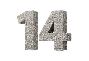 Number Fourteen 14 Digit Made Of Rock Fragments Or Gravels 3d Illustration