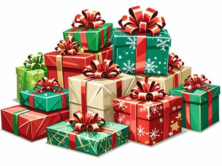 Obraz premium Clipart of a pile of wrapped holiday gifts