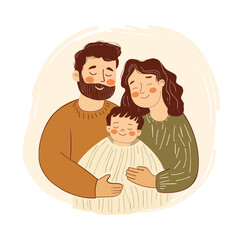 Loving Family Embrace Illustration. Perfect for family and parenting themes.