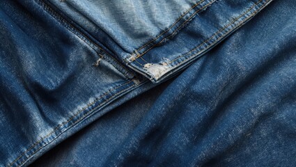 Varied Blue Denim Textures with Frayed Edges