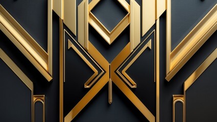 Obraz premium Luxurious Gold and Black Geometric Pattern Design