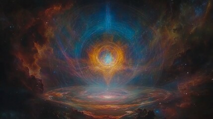 Fototapeta premium Cosmic Nebula Celestial Energy and Galactic Core