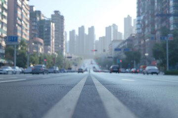 Obraz premium blurred urban traffic road with cityscape in background China