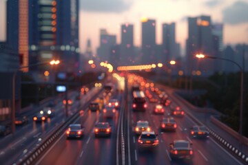 Fototapeta premium blurred urban traffic road with cityscape in background China