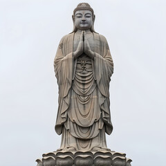 Obraz premium Majestic Stone Statue of an Exalted Figure Symbolizing Eternal Wisdom and Benevolence