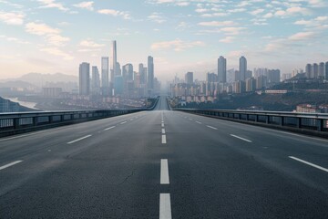 Fototapeta premium empty highway with cityscape of chongqing China