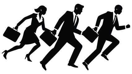 Hurrying Business People Monochrome Set