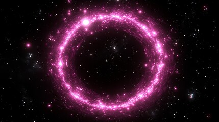 Cosmic Ring Nebula Glowing Pink Galactic Core