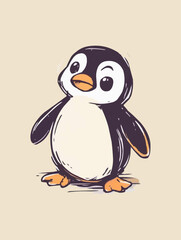 Naklejka premium Isolated penguin doodle. Cartoon character.