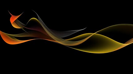 Fototapeta premium Abstract Golden Orange Waves On Black Background