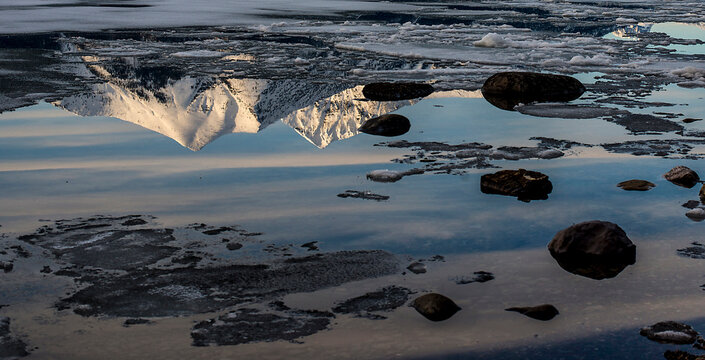 Winter thaw on Lake Mc Donald in Glacier National Park, Montana.
