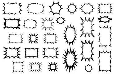 筆で描いた吹き出しベクターイラスト 大声 コピースペース テキストスペース メッセージ 台詞 叫び