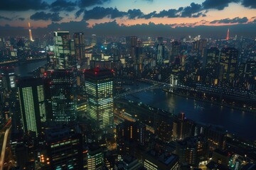 Obraz premium Night view of Tokyo Japan