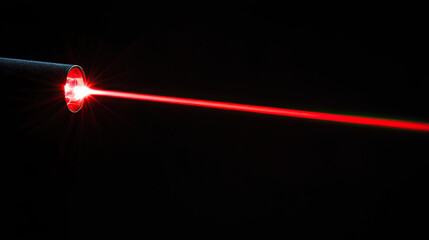 Red Laser Beam Isolated on Black Background, Intense and Focused Light Streak, Futuristic and High-Energy Design, Sleek and Minimalist Visual Effect, Perfect for Sci-Fi and Technology Concepts