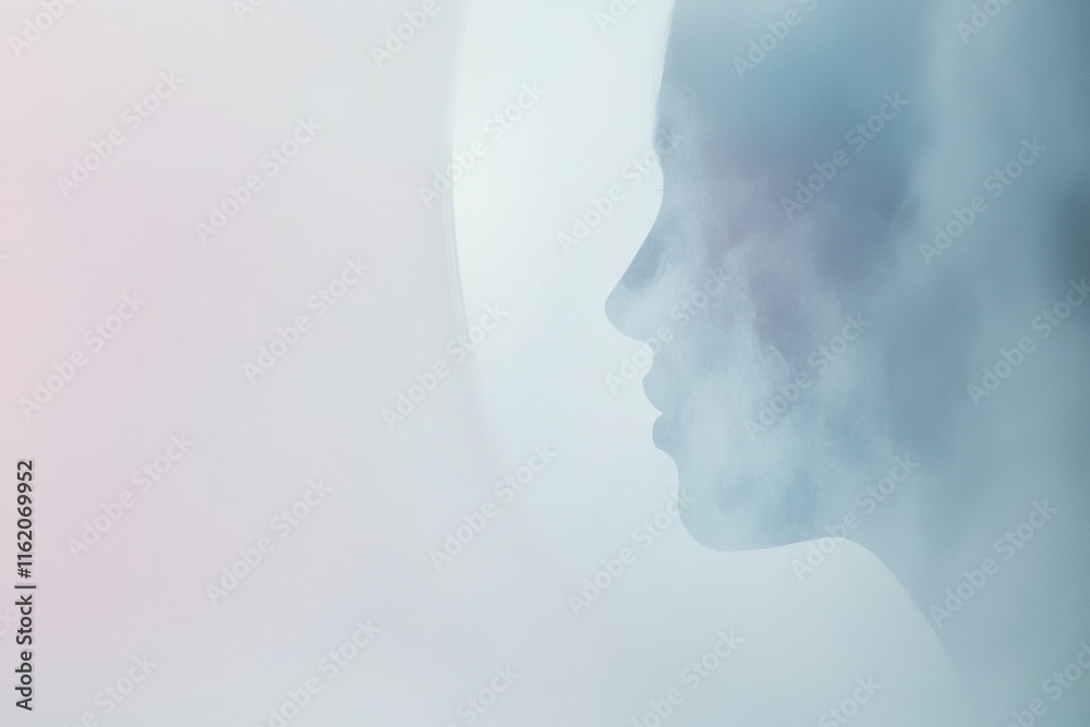 Leinwandbilder Exploring vague human emotions reflected in a blurred mirror with soft colors and copy space for text. Generative AI