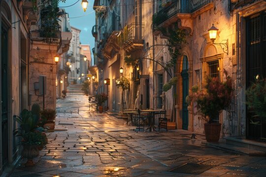 Fototapeta Syracuse  Italy cityscape and street scene at twilight.