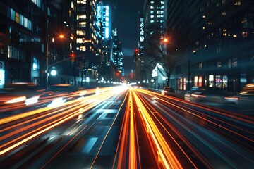 Fototapeta premium The car light trails in the city