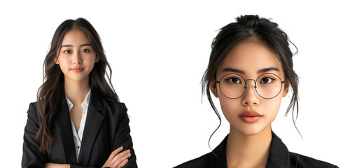 two business women on whtie background