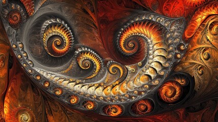 Abstract Spiral Artwork Featuring Orange and Gray Hues