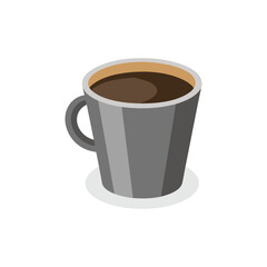  Grey Coffee Drink Cup isolated flat vector illustration on white background.