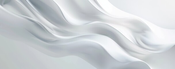 Obraz premium Abstract white fabric waves, elegant soft folds, flowing silk texture.