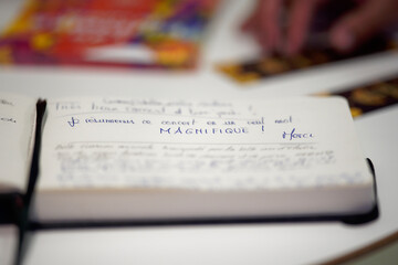 Guest book, close up shot